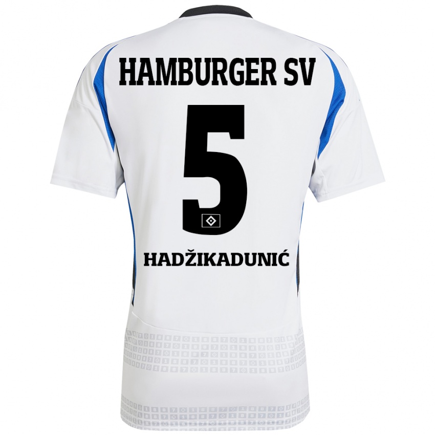 Kinder Dennis Hadzikadunic #5 Weiß Blau Heimtrikot Trikot 2024/25 T-Shirt Österreich