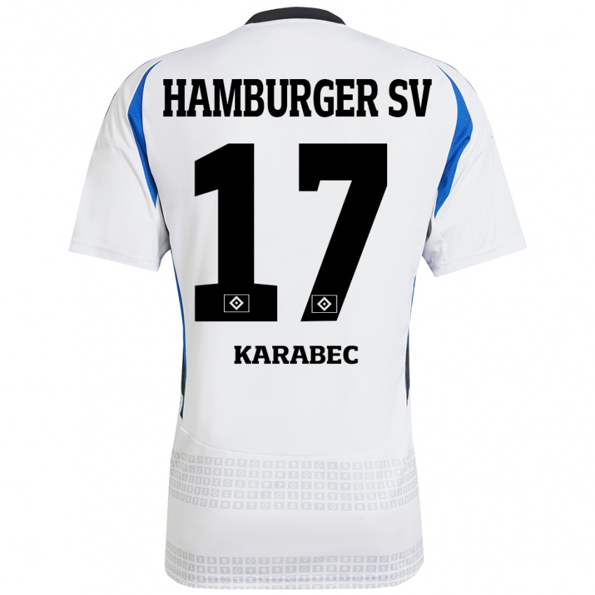 Kinder Adam Karabec #17 Weiß Blau Heimtrikot Trikot 2024/25 T-Shirt Österreich