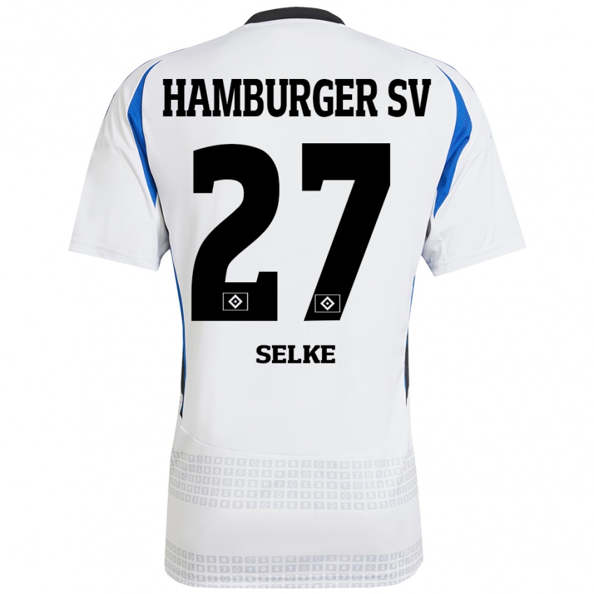 Kinder Davie Selke #27 Weiß Blau Heimtrikot Trikot 2024/25 T-Shirt Österreich