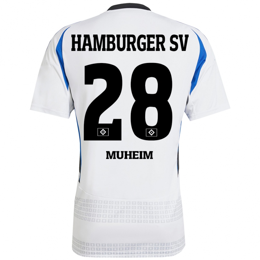 Kinder Miro Muheim #28 Weiß Blau Heimtrikot Trikot 2024/25 T-Shirt Österreich