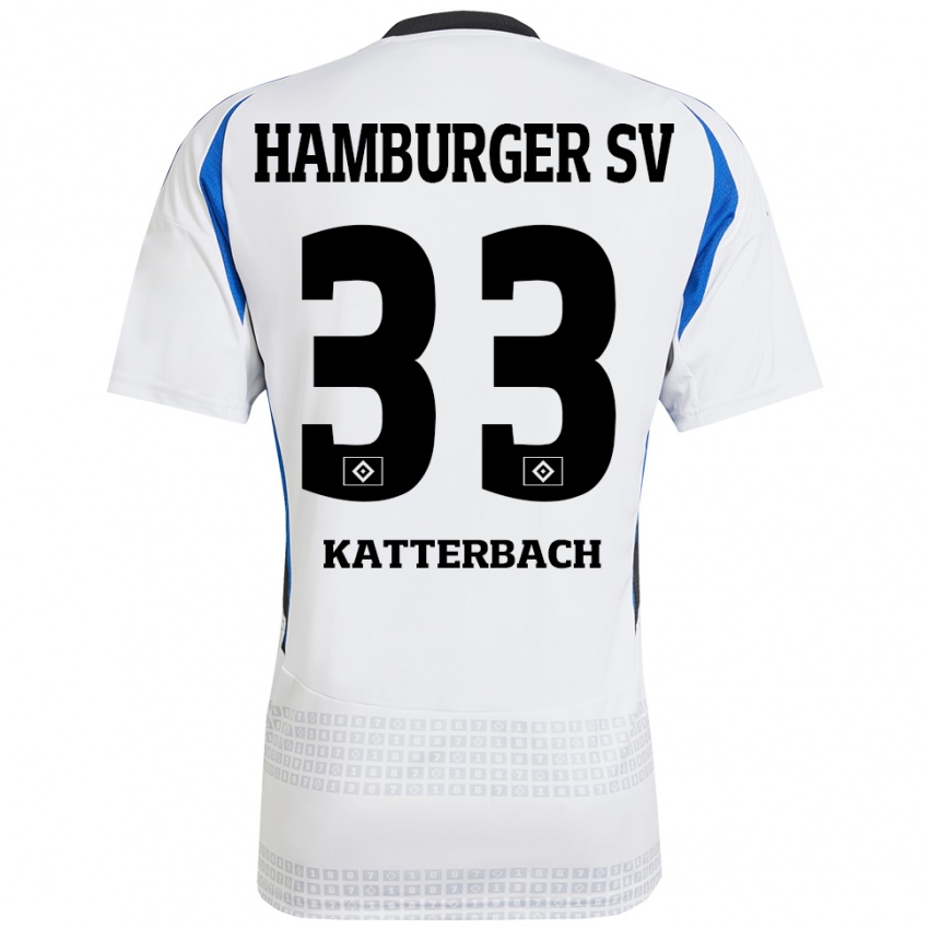 Kinder Noah Katterbach #33 Weiß Blau Heimtrikot Trikot 2024/25 T-Shirt Österreich