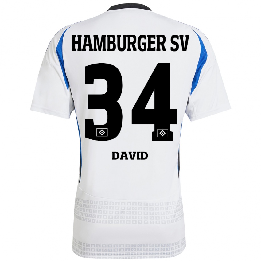 Kinder Jonas David #34 Weiß Blau Heimtrikot Trikot 2024/25 T-Shirt Österreich