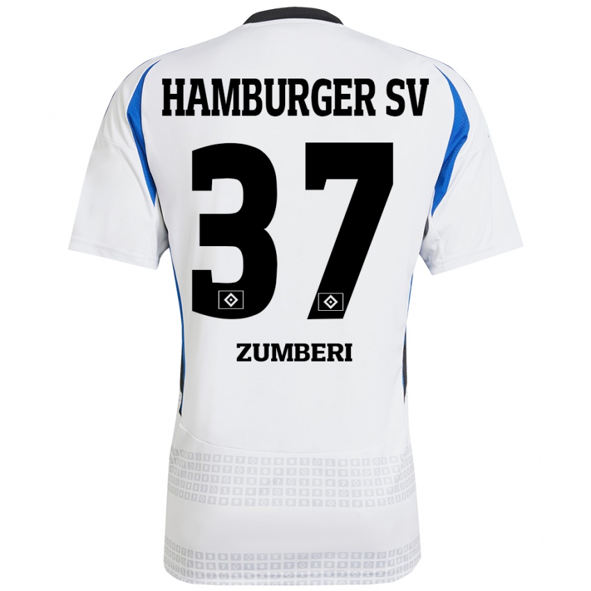 Kinder Valon Zumberi #37 Weiß Blau Heimtrikot Trikot 2024/25 T-Shirt Österreich