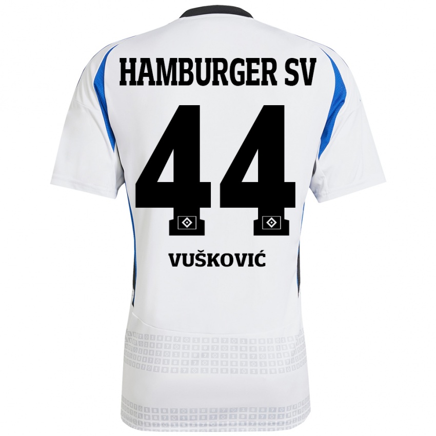 Kinder Mario Vuskovic #44 Weiß Blau Heimtrikot Trikot 2024/25 T-Shirt Österreich