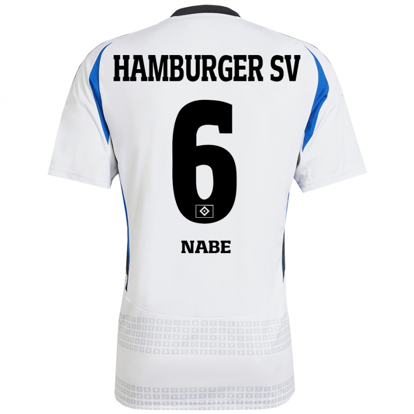 Kinder Jamal Nabe #6 Weiß Blau Heimtrikot Trikot 2024/25 T-Shirt Österreich