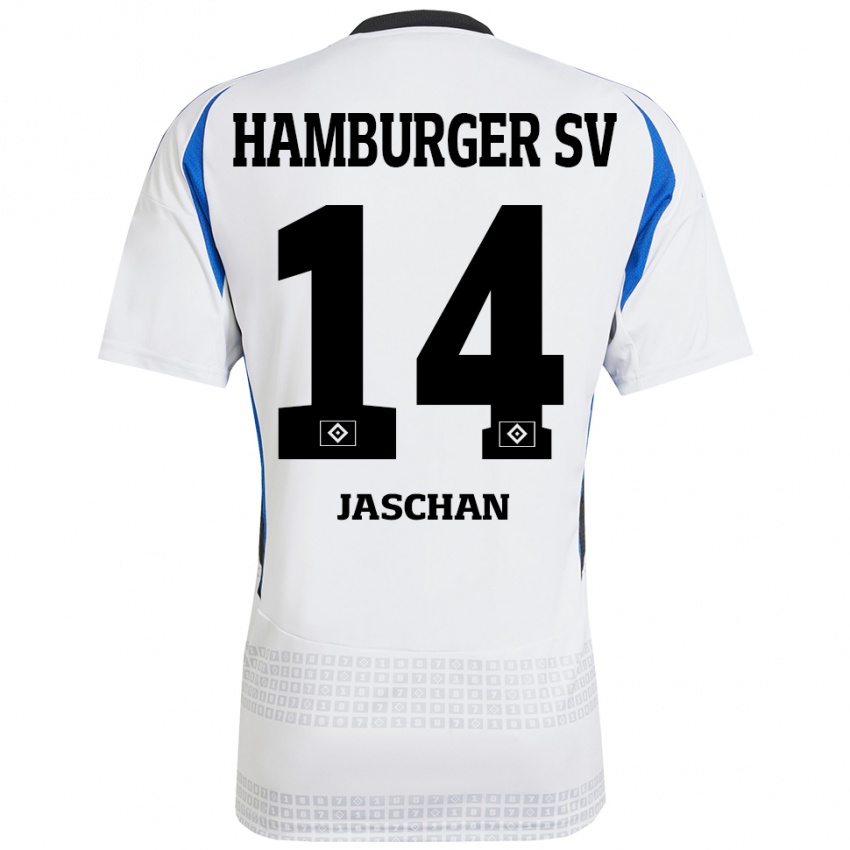 Kinder Endrik Jaschan #14 Weiß Blau Heimtrikot Trikot 2024/25 T-Shirt Österreich