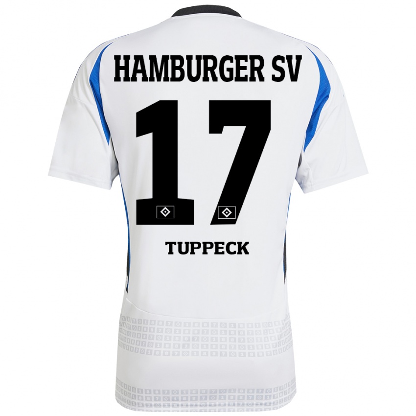 Kinder Niklas Tuppeck #17 Weiß Blau Heimtrikot Trikot 2024/25 T-Shirt Österreich