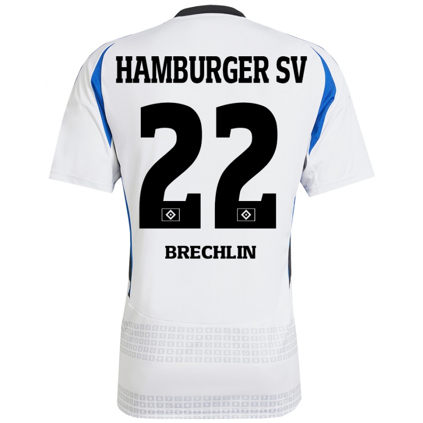 Kinder Bjarne Brechlin #22 Weiß Blau Heimtrikot Trikot 2024/25 T-Shirt Österreich