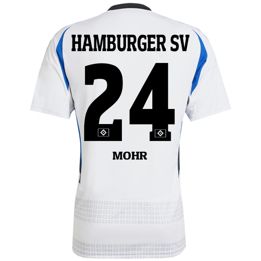 Kinder Jannik Mohr #24 Weiß Blau Heimtrikot Trikot 2024/25 T-Shirt Österreich