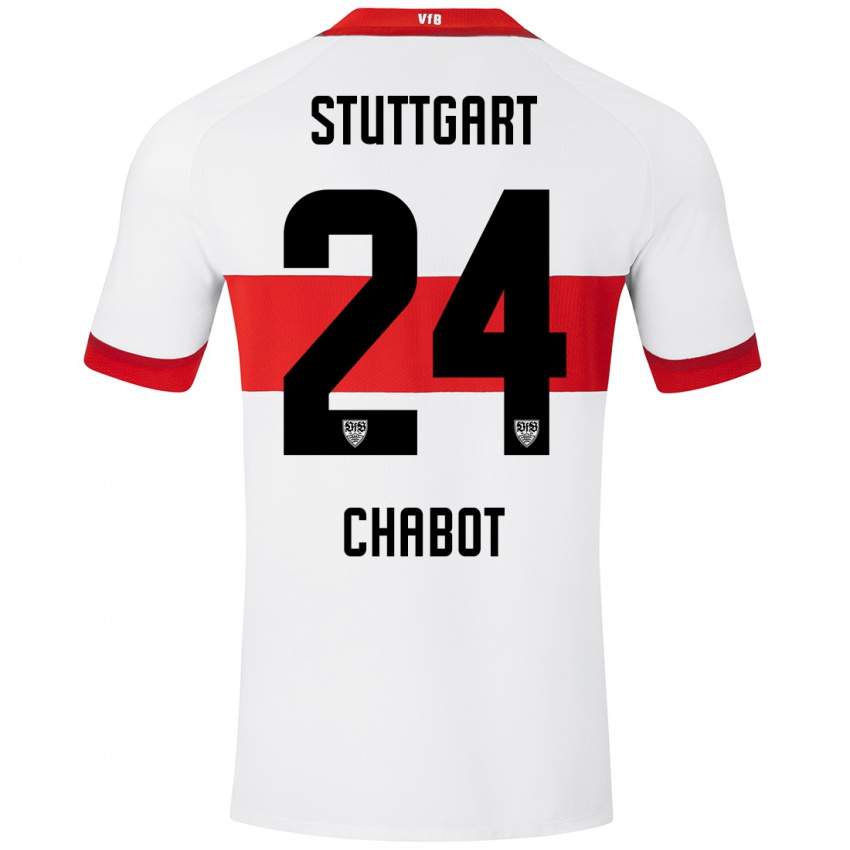 Kinder Jeff Chabot #24 Weiß Rot Heimtrikot Trikot 2024/25 T-Shirt Österreich