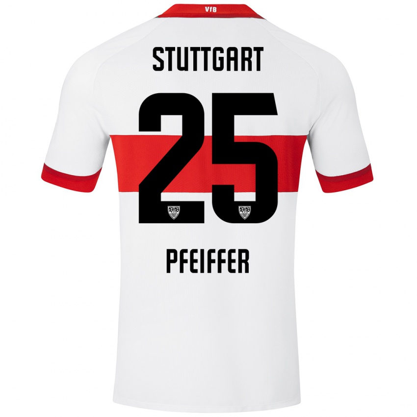 Kinder Luca Pfeiffer #25 Weiß Rot Heimtrikot Trikot 2024/25 T-Shirt Österreich