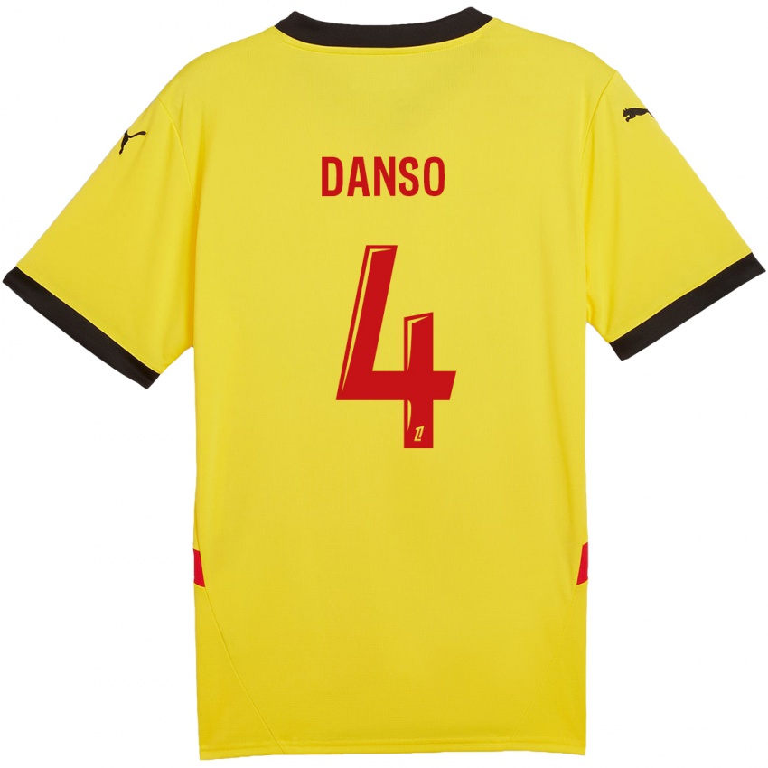 Kinder Kevin Danso #4 Gelb Rot Heimtrikot Trikot 2024/25 T-Shirt Österreich