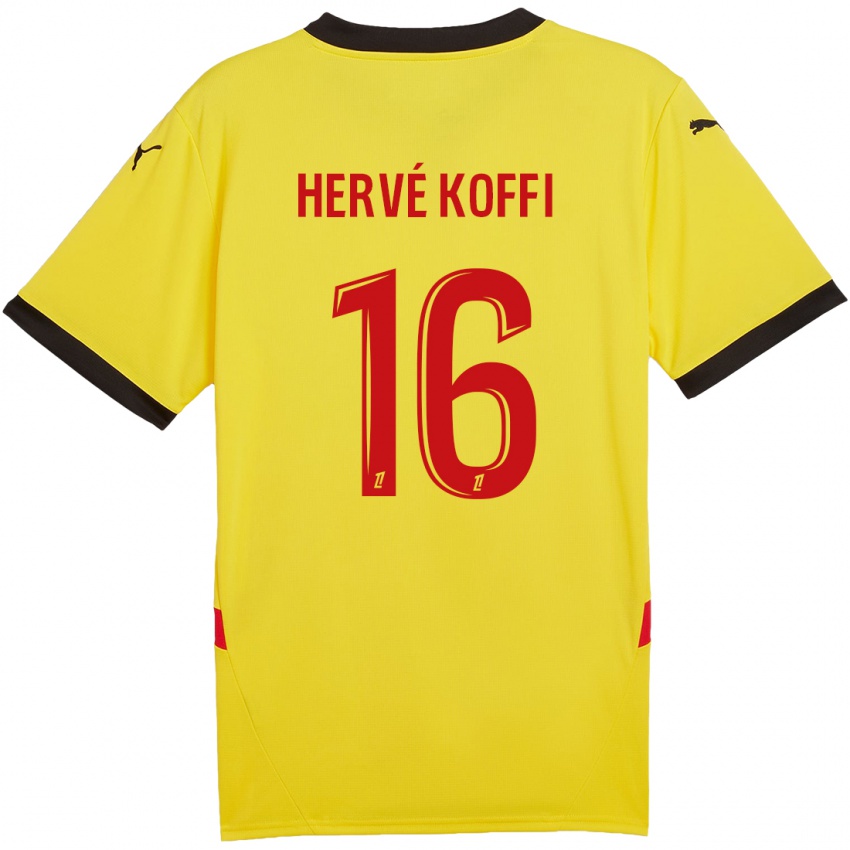 Kinder Hervé Koffi #16 Gelb Rot Heimtrikot Trikot 2024/25 T-Shirt Österreich