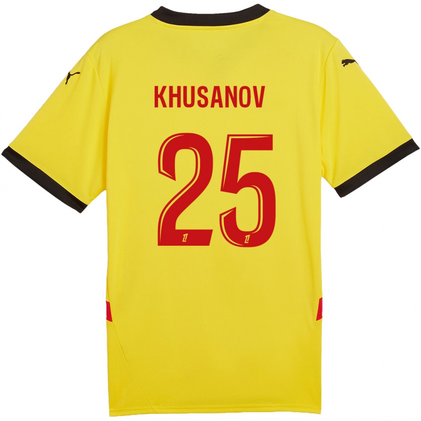 Kinder Abdukodir Khusanov #25 Gelb Rot Heimtrikot Trikot 2024/25 T-Shirt Österreich