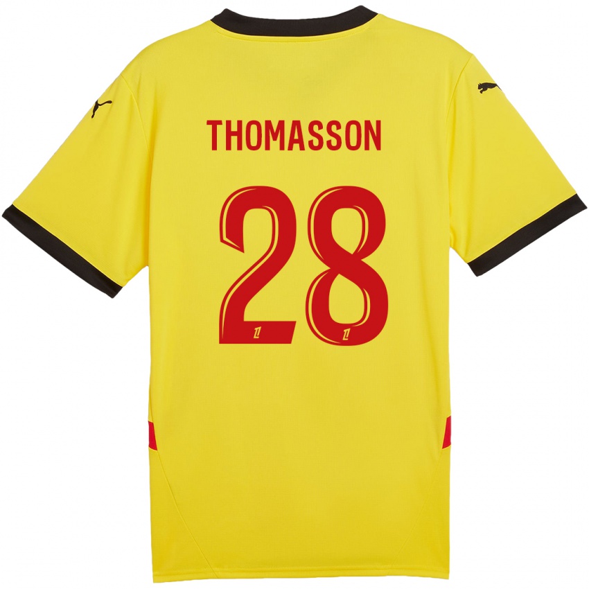 Kinder Adrien Thomasson #28 Gelb Rot Heimtrikot Trikot 2024/25 T-Shirt Österreich