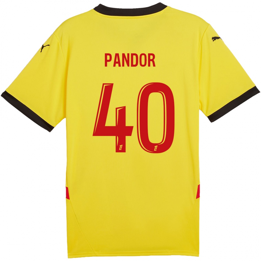 Kinder Yannick Pandor #40 Gelb Rot Heimtrikot Trikot 2024/25 T-Shirt Österreich