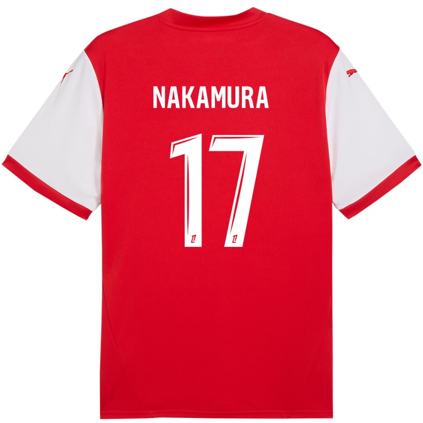 Kinder Keito Nakamura #17 Rot Weiß Heimtrikot Trikot 2024/25 T-Shirt Österreich