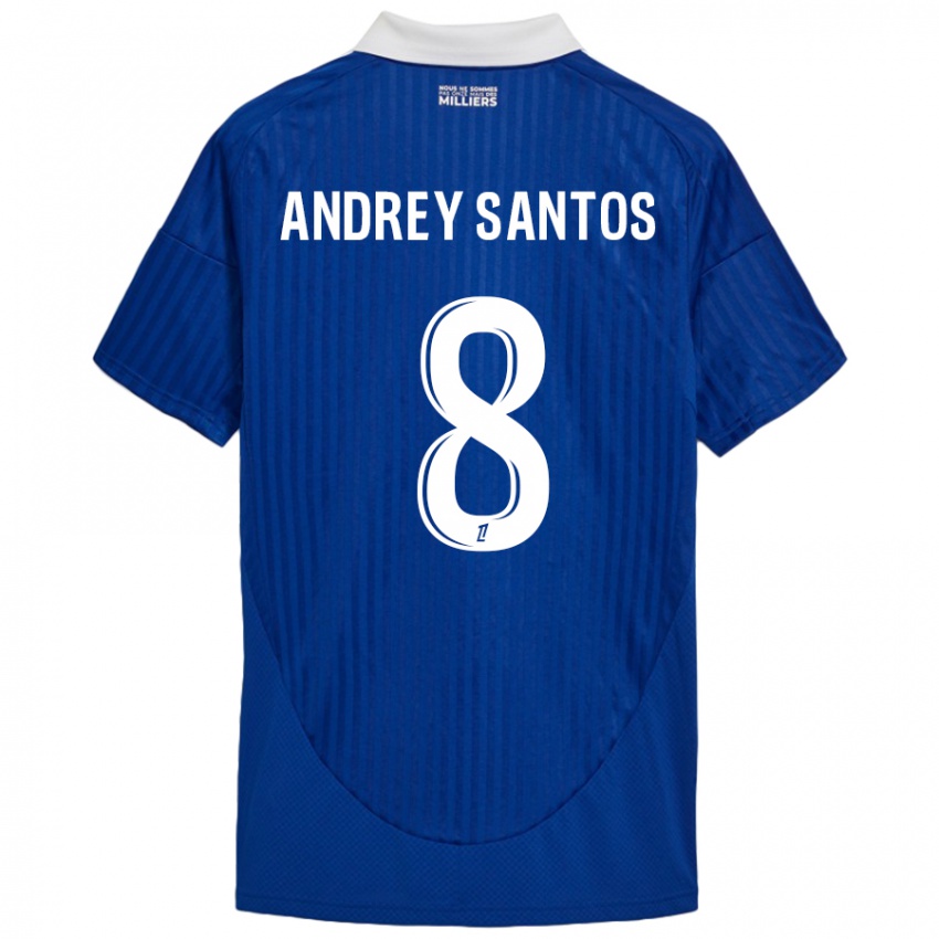 Kinder Andrey Santos #8 Blau Weiß Heimtrikot Trikot 2024/25 T-Shirt Österreich