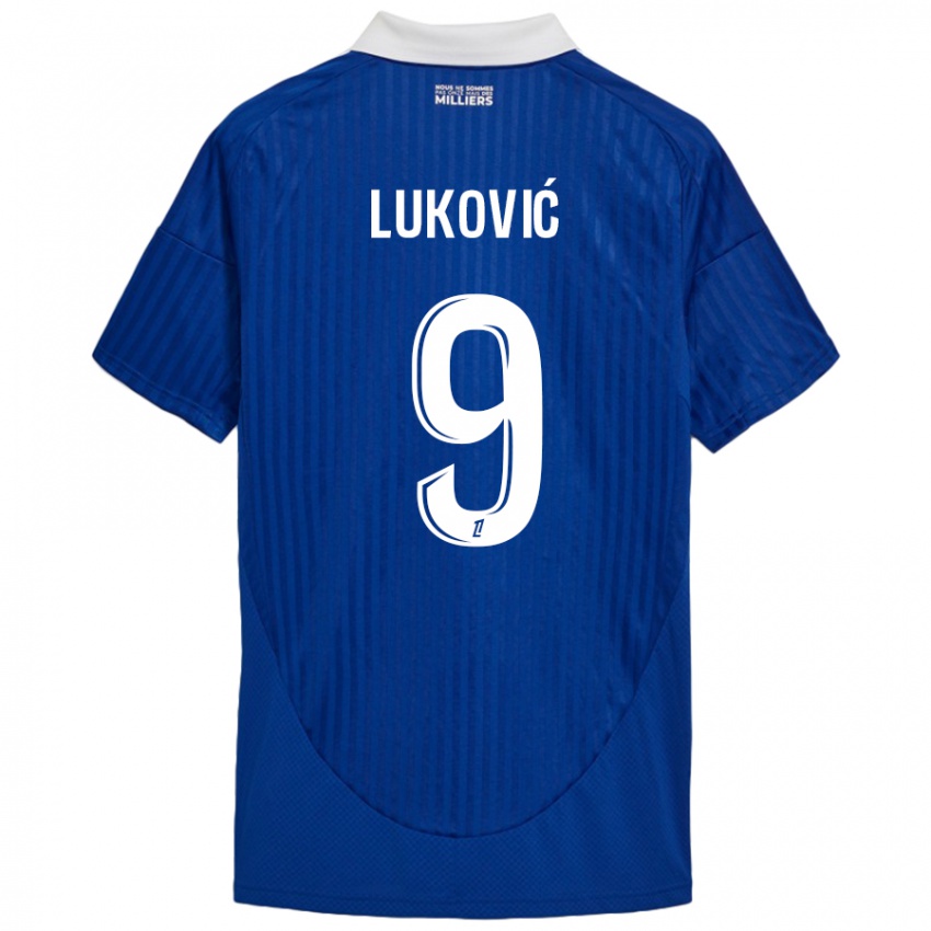 Kinder Milos Lukovic #9 Blau Weiß Heimtrikot Trikot 2024/25 T-Shirt Österreich