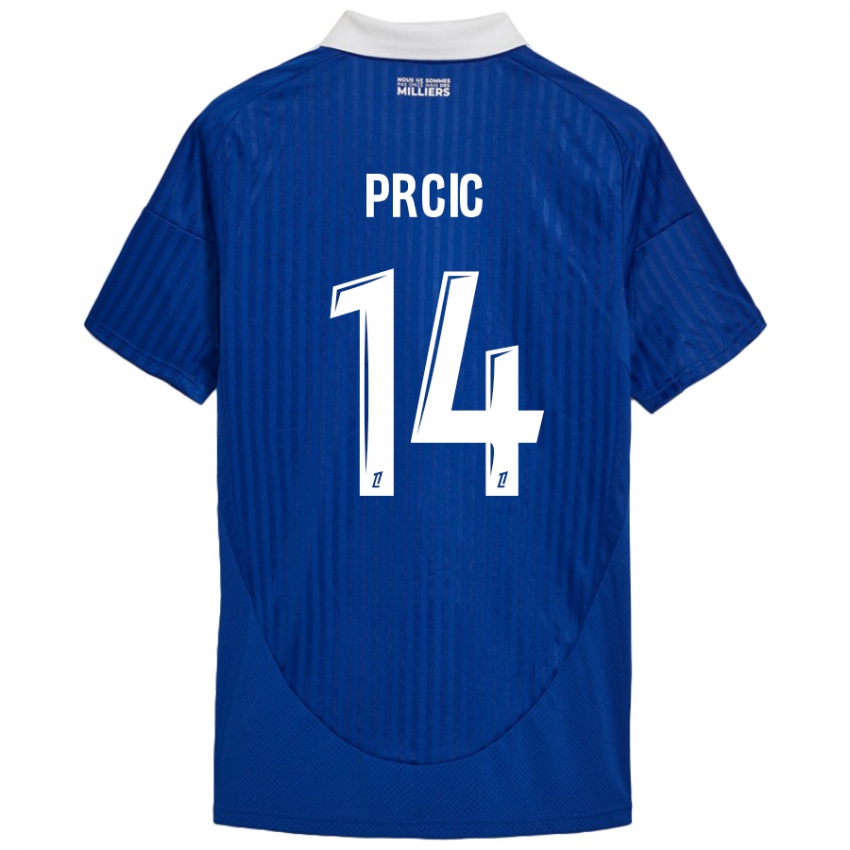 Kinder Sanjin Prcic #14 Blau Weiß Heimtrikot Trikot 2024/25 T-Shirt Österreich