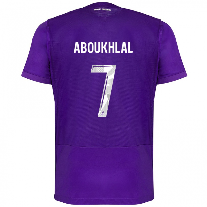 Kinder Zakaria Aboukhlal #7 Violett Weiß Heimtrikot Trikot 2024/25 T-Shirt Österreich