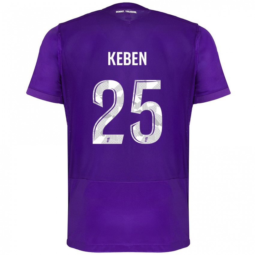 Kinder Kévin Keben #25 Violett Weiß Heimtrikot Trikot 2024/25 T-Shirt Österreich