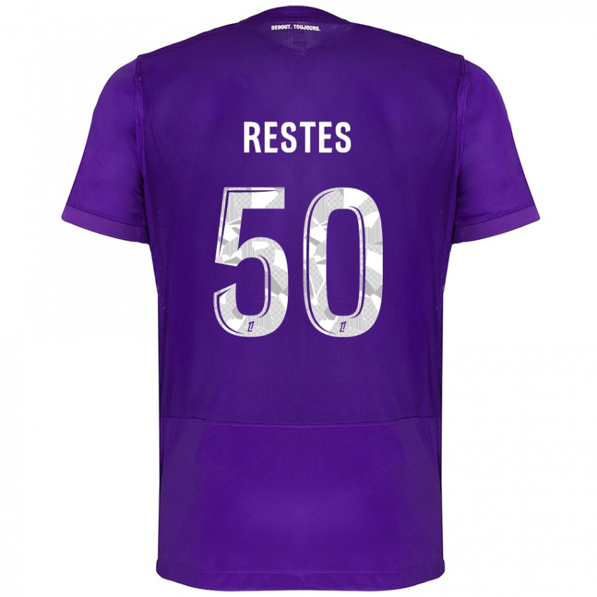 Kinder Guillaume Restes #50 Violett Weiß Heimtrikot Trikot 2024/25 T-Shirt Österreich