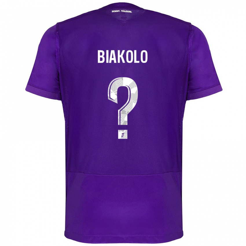 Kinder Tony Biakolo #0 Violett Weiß Heimtrikot Trikot 2024/25 T-Shirt Österreich