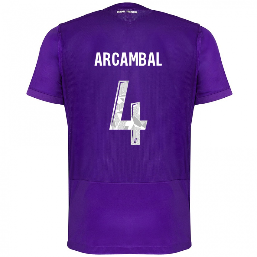 Kinder Anais Arcambal #4 Violett Weiß Heimtrikot Trikot 2024/25 T-Shirt Österreich