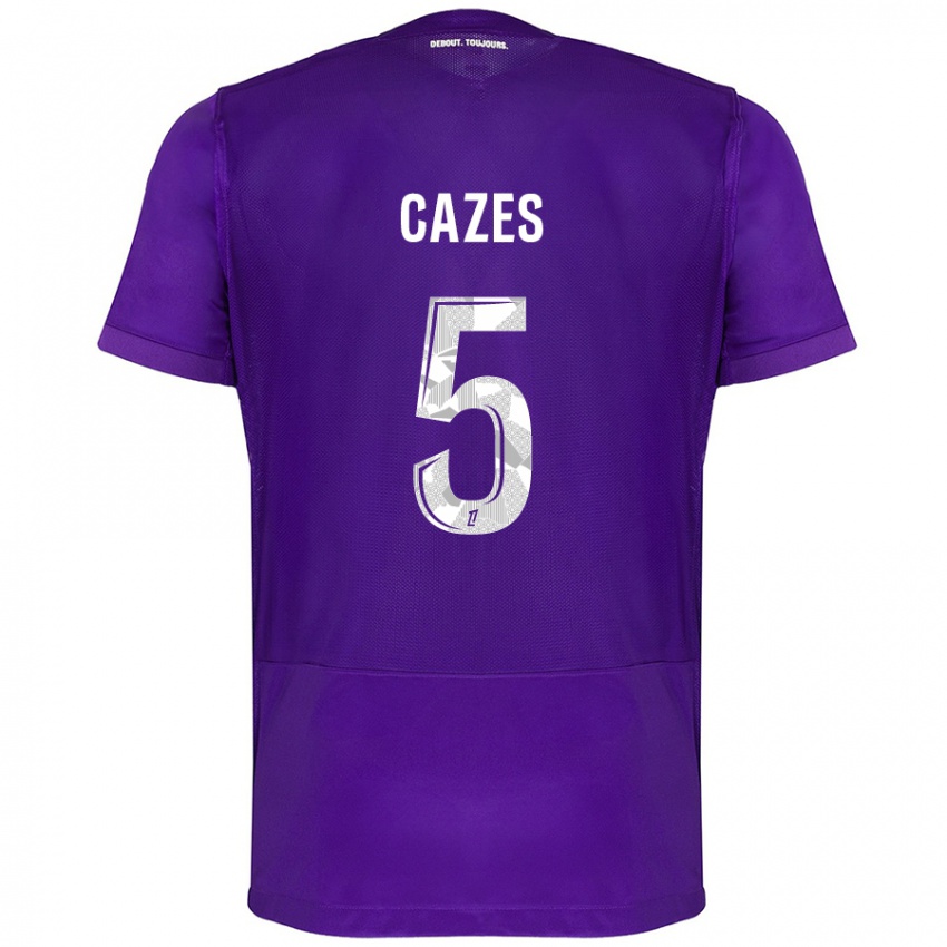 Kinder Manon Cazes #5 Violett Weiß Heimtrikot Trikot 2024/25 T-Shirt Österreich