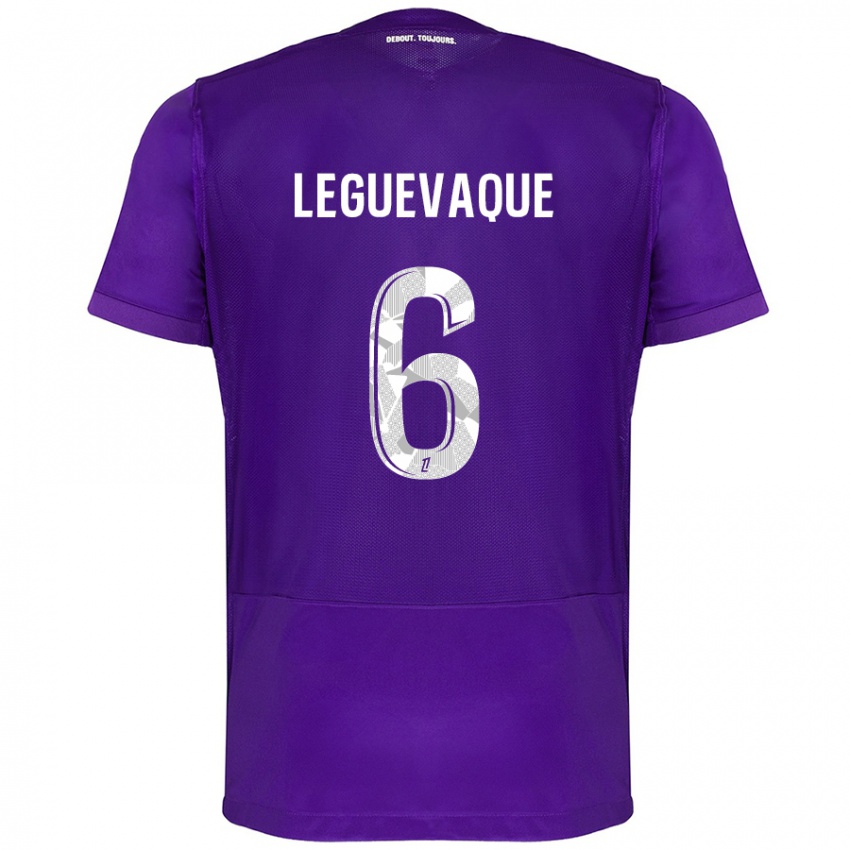 Kinder Laurie Leguevaque #6 Violett Weiß Heimtrikot Trikot 2024/25 T-Shirt Österreich