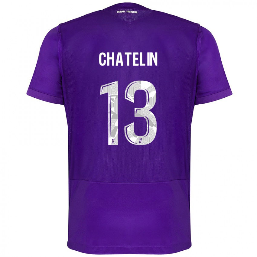 Kinder Delphin Chatelin #13 Violett Weiß Heimtrikot Trikot 2024/25 T-Shirt Österreich