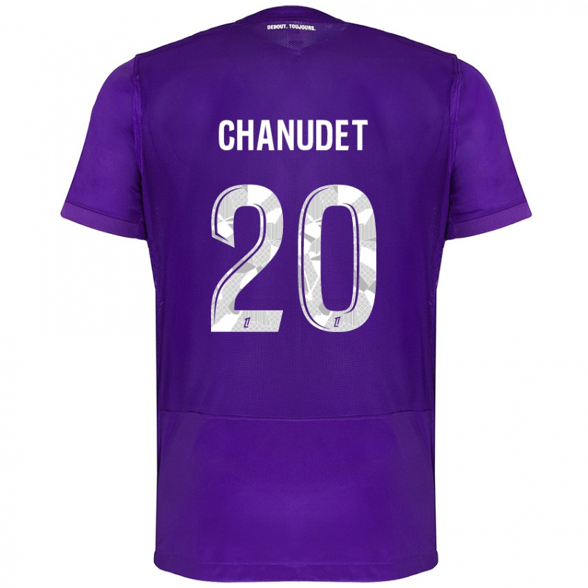 Kinder Coralie Chanudet #20 Violett Weiß Heimtrikot Trikot 2024/25 T-Shirt Österreich