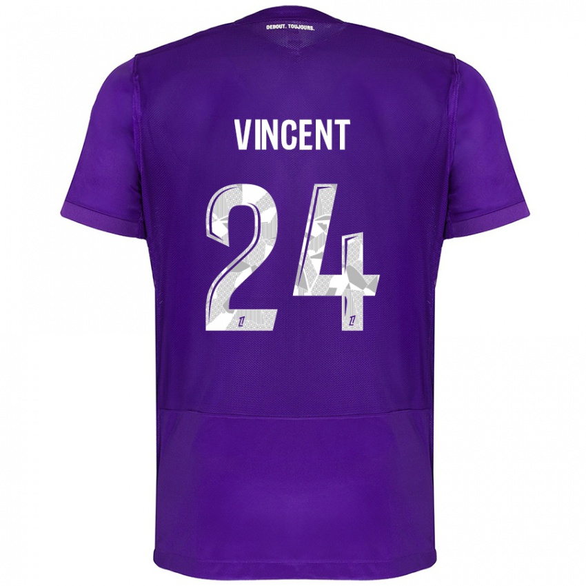 Kinder Magalie Vincent #24 Violett Weiß Heimtrikot Trikot 2024/25 T-Shirt Österreich