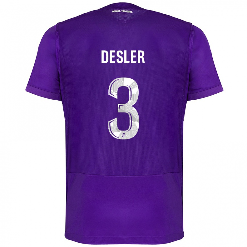 Kinder Mikkel Desler #3 Violett Weiß Heimtrikot Trikot 2024/25 T-Shirt Österreich