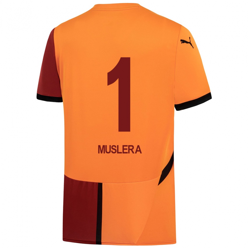 Kinder Fernando Muslera #1 Gelb Rot Heimtrikot Trikot 2024/25 T-Shirt Österreich