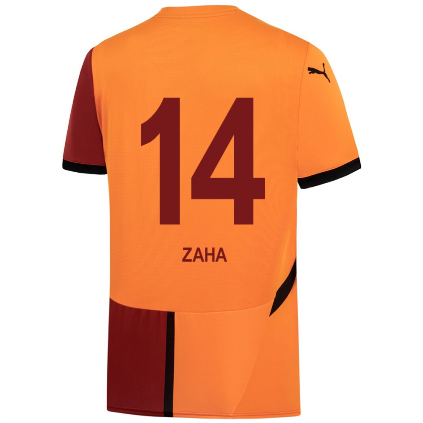 Kinder Wilfried Zaha #14 Gelb Rot Heimtrikot Trikot 2024/25 T-Shirt Österreich