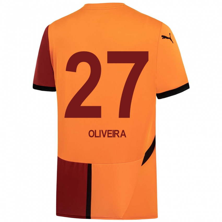 Kinder Sergio Oliveira #27 Gelb Rot Heimtrikot Trikot 2024/25 T-Shirt Österreich