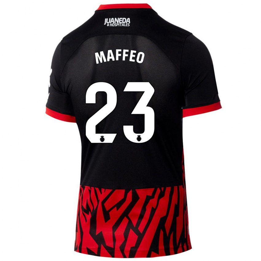 Kinder Pablo Maffeo #23 Schwarz Rot Heimtrikot Trikot 2024/25 T-Shirt Österreich