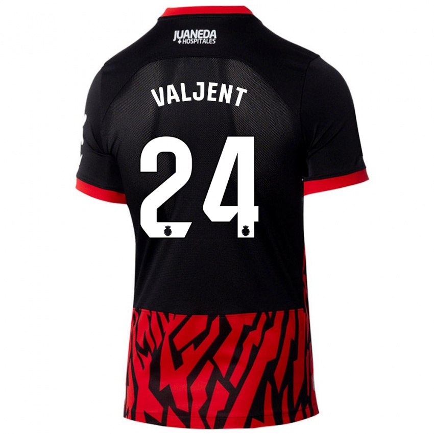 Kinder Martin Valjent #24 Schwarz Rot Heimtrikot Trikot 2024/25 T-Shirt Österreich