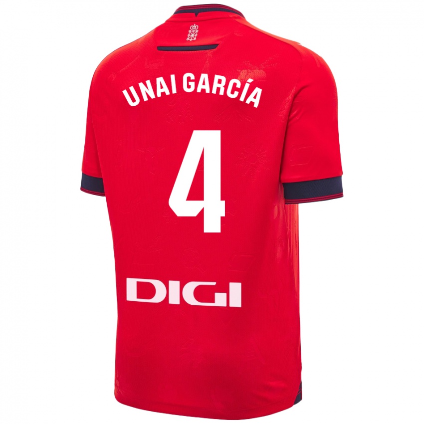 Kinder Unai García #4 Rot Weiß Heimtrikot Trikot 2024/25 T-Shirt Österreich