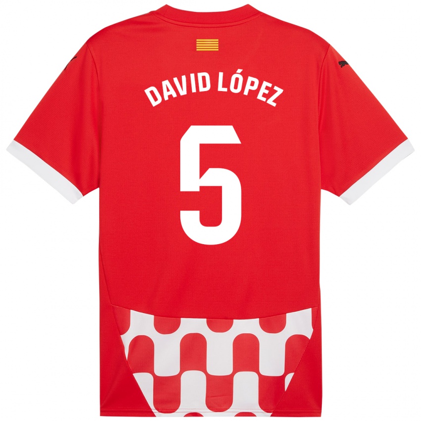 Kinder David López #5 Rot Weiß Heimtrikot Trikot 2024/25 T-Shirt Österreich