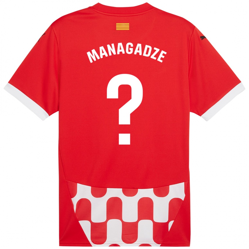 Kinder Luka Managadze #0 Rot Weiß Heimtrikot Trikot 2024/25 T-Shirt Österreich