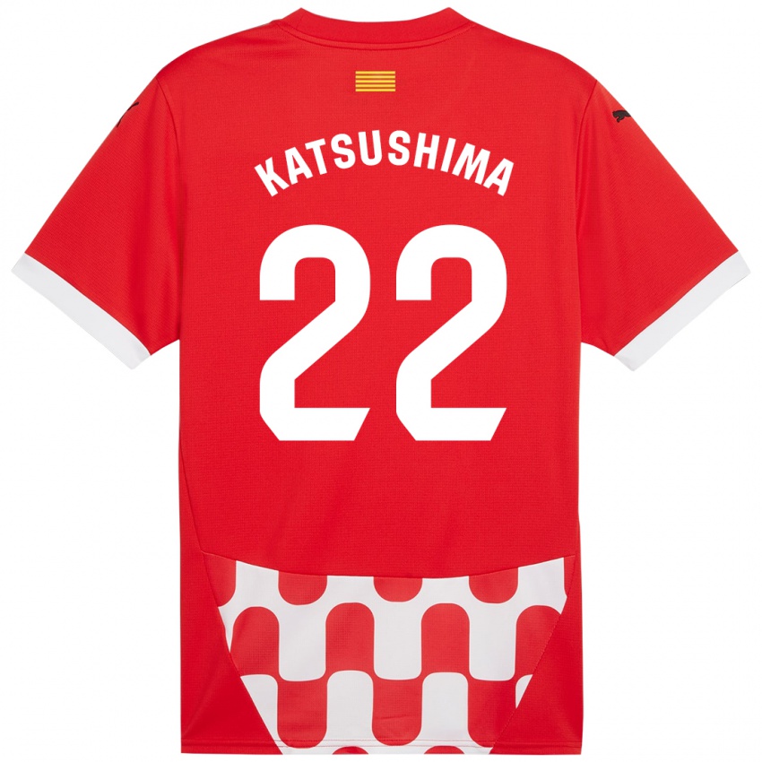 Kinder Shinnosuke Katsushima #22 Rot Weiß Heimtrikot Trikot 2024/25 T-Shirt Österreich