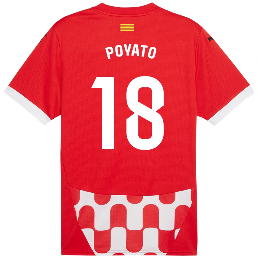 Kinder Marina Poyato #18 Rot Weiß Heimtrikot Trikot 2024/25 T-Shirt Österreich