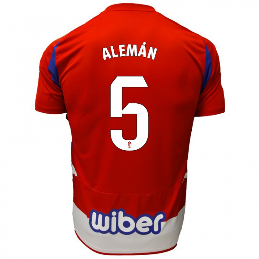 Kinder Carlos Alemán #5 Rot Weiß Blau Heimtrikot Trikot 2024/25 T-Shirt Österreich