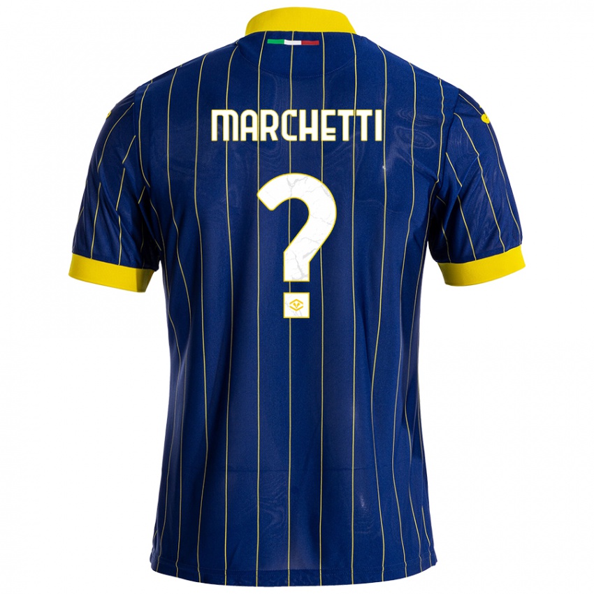 Kinder Nicolò Marchetti #0 Blau Gelb Heimtrikot Trikot 2024/25 T-Shirt Österreich