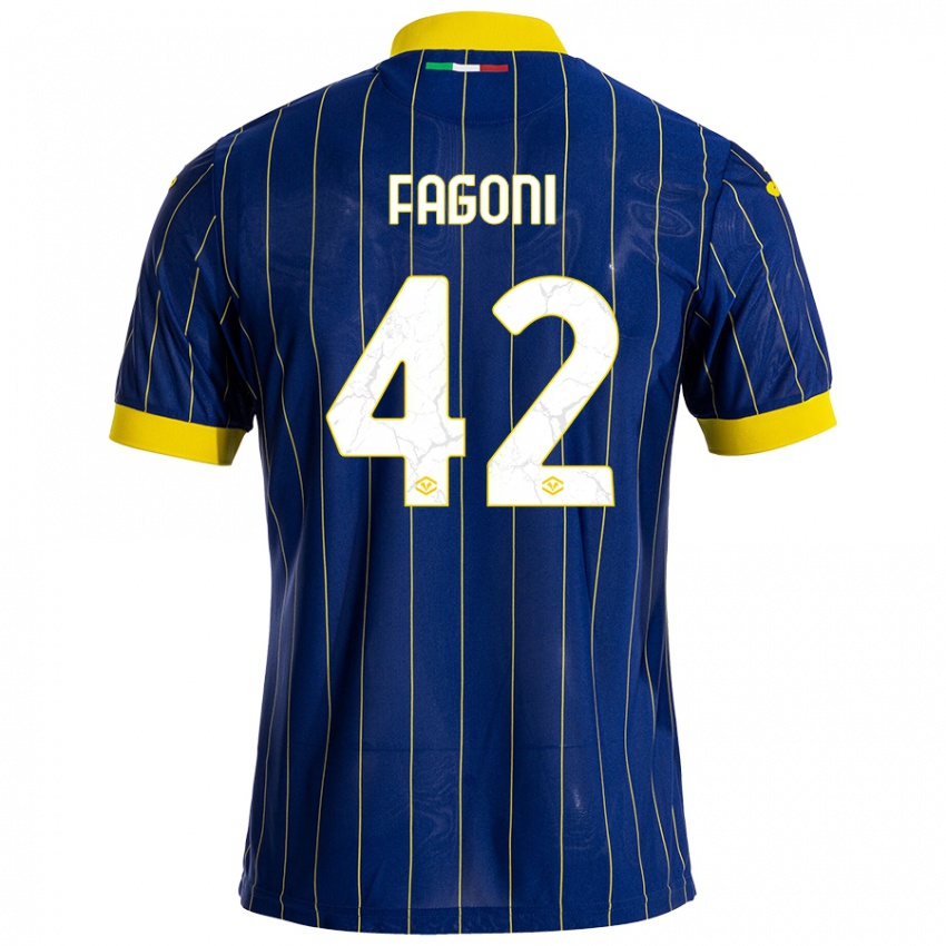 Kinder Marco Fagoni #42 Blau Gelb Heimtrikot Trikot 2024/25 T-Shirt Österreich