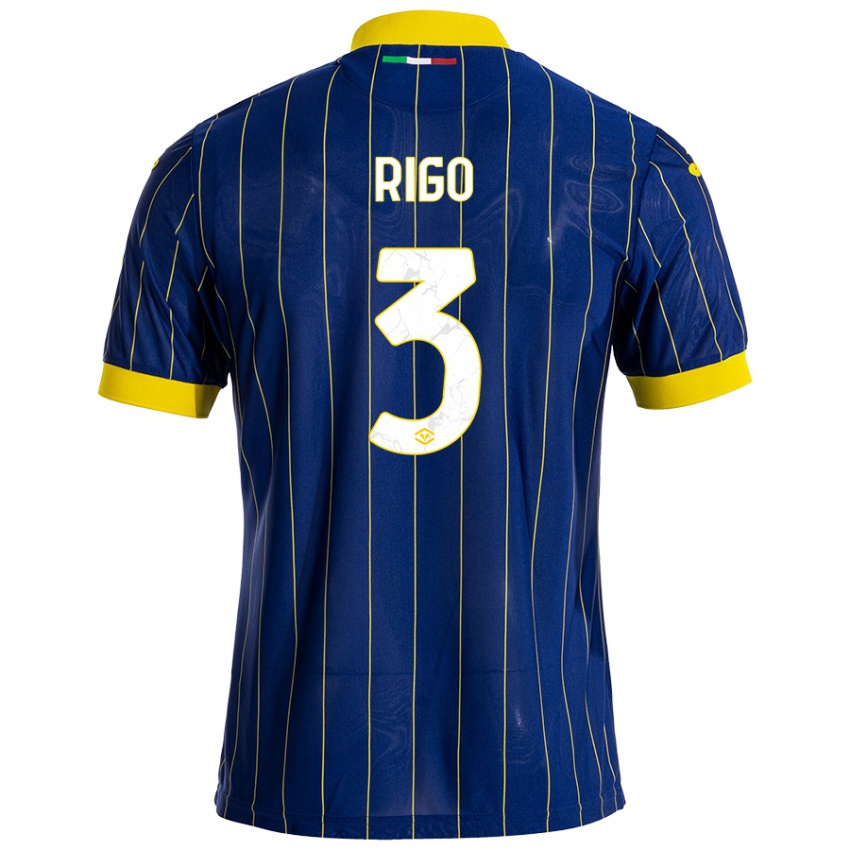 Kinder Mattia Rigo #3 Blau Gelb Heimtrikot Trikot 2024/25 T-Shirt Österreich