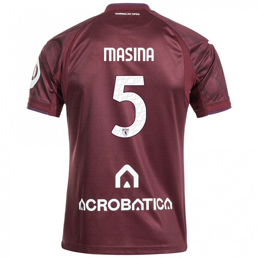 Kinder Adam Masina #5 Kastanienbraun Weiß Heimtrikot Trikot 2024/25 T-Shirt Österreich